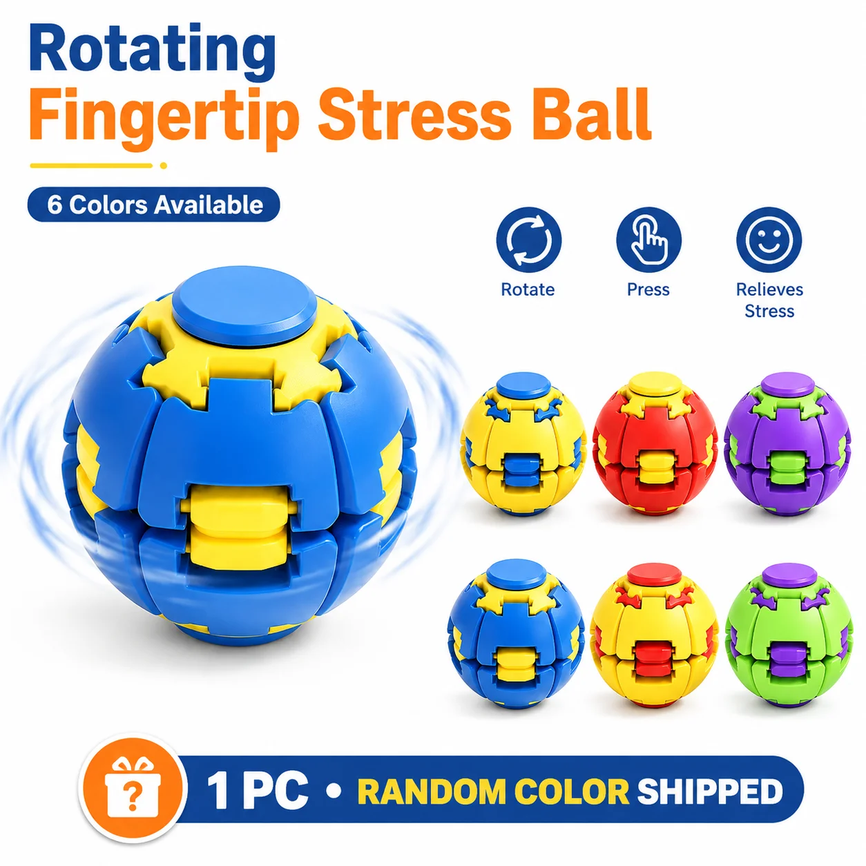 Spinning Sensory Ball Toy, Advanced Calming Fidget Gadget for Focus, Fun Birthday Gift for Students and Teens