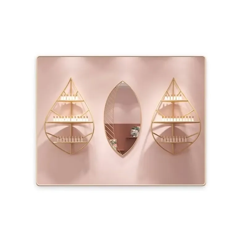 Modern Light Luxury Wall Mounted Cosmetic Storage Rack For Living Room Beauty Salon Nail Polish Display Shelf Home Organizer