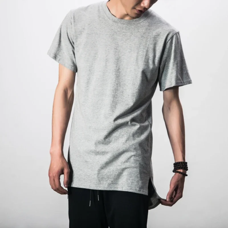 MRMT 2024 Brand New Front Short Back Long Side Slit Men's Tee Long Hem Short Sleeve T-shirt Man's T-shirt Tops For Male