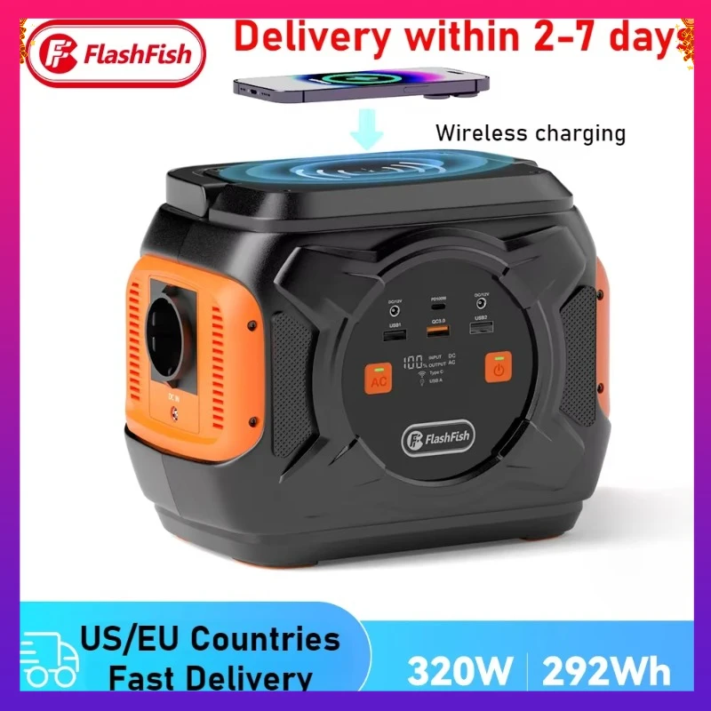 

Power Station Equipment 320W Portable Solar Generator 110V-230V Pure Sine Wave AC Output 292Wh Power Supply for Outdoor Camping