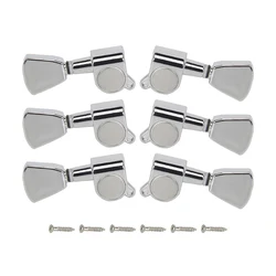 FLEOR Set of Closed Guitar Tuning Keys Machine Heads Tuners 3L3R String Tuning Pegs Sealed ,Black/Silver Option