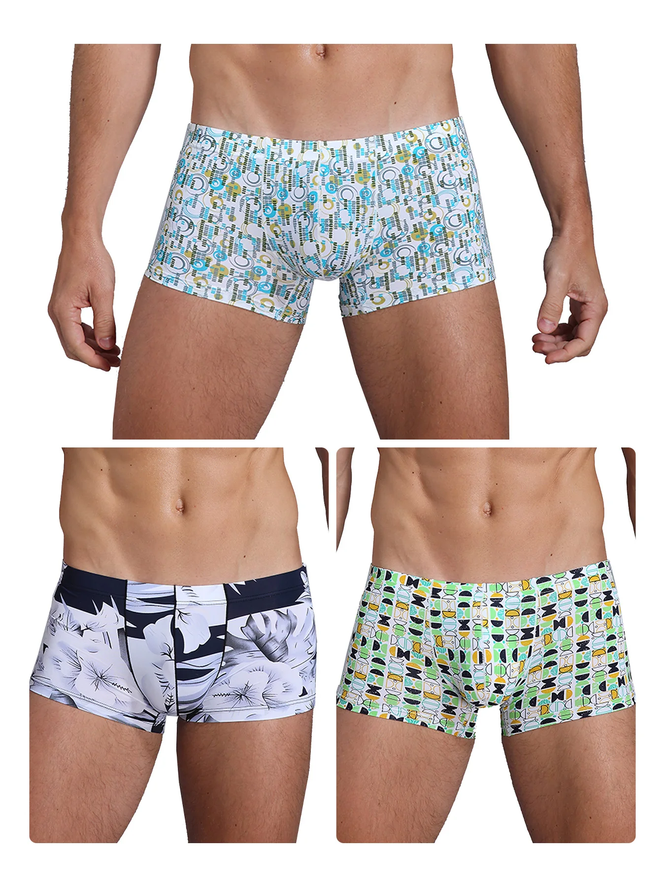 

Men's Ice Silk Underwear Cool Comfortable Four Cornered Boxer Shorts mid Rise Breathable Fashionable Underpants Promotion 3pcs