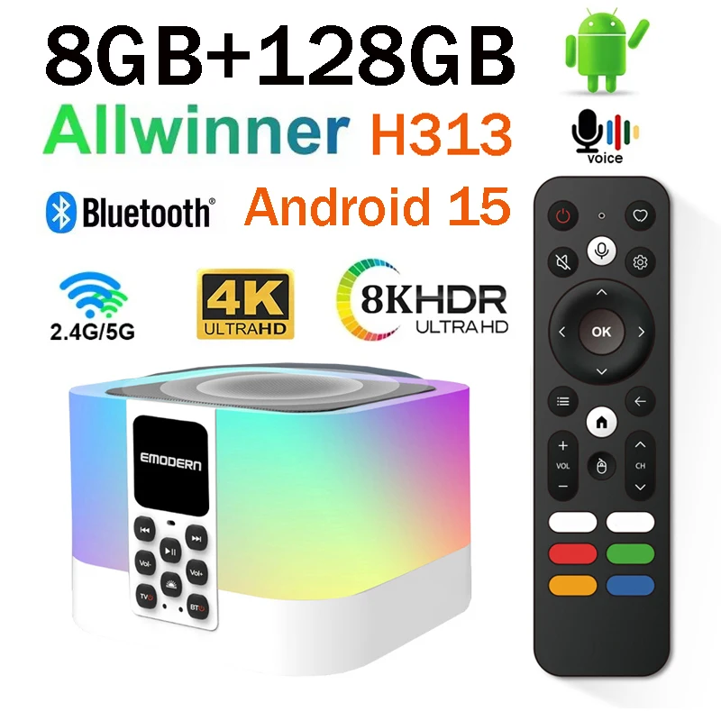 

ТВ-приставка Z1 Mix Smart Allwinner H313, четырехъядерный процессор, BT5.0, медиаплеер, Android 15, 4G/5G, двойной Wi-Fi, HD 8K/4K, голосовой пульт, IPTV.