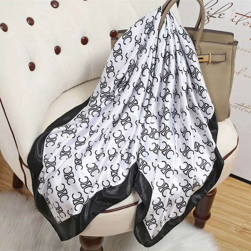 

90 Large Square Silk Scarf for Women 2025 New Spring and Summer High-End Korean Style Versatile Thin Scarf Shawl