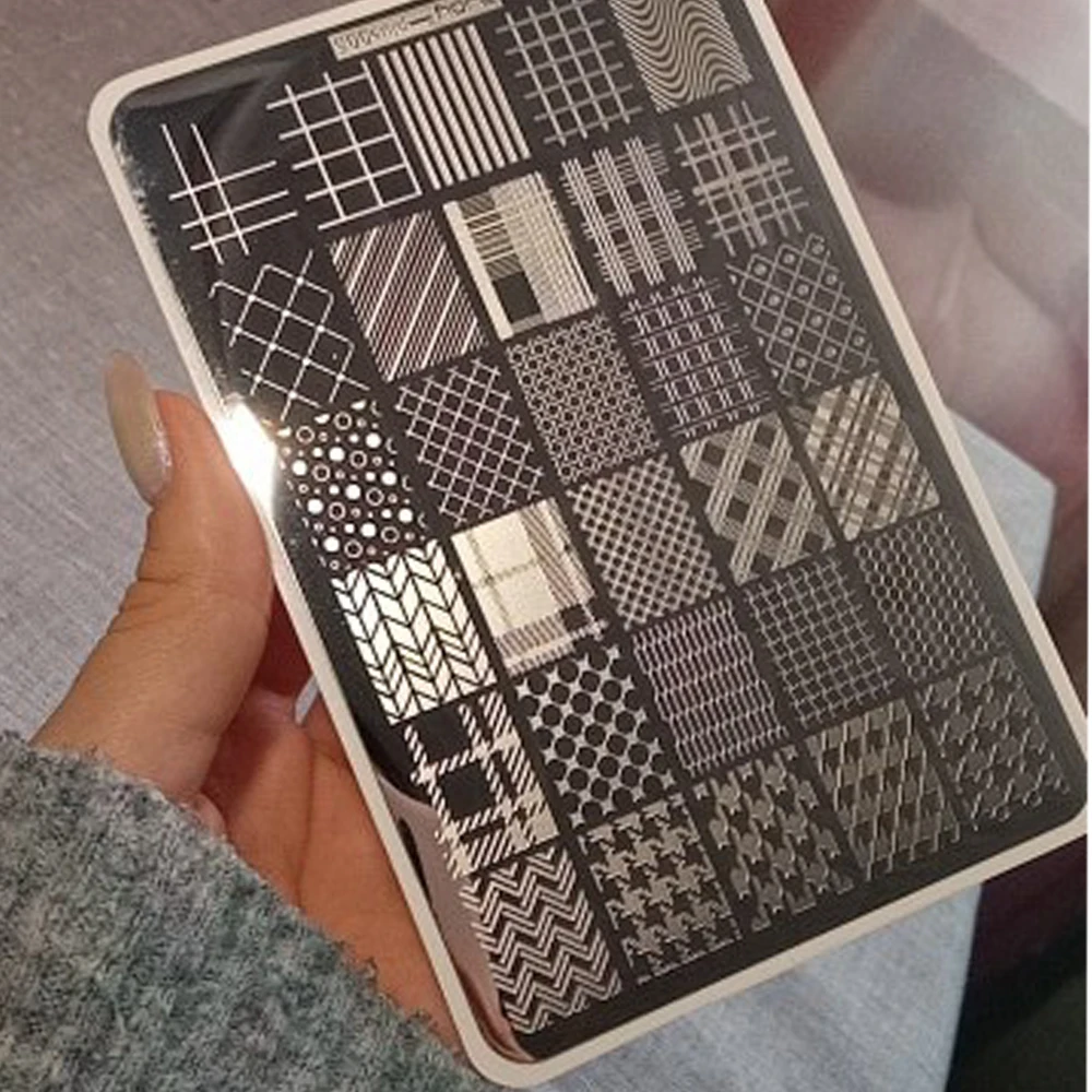 

9,5X14,5 см большой размер пластины для штамповки ногтей цветок/геометрический дизайн шаблон для дизайна ногтей для DIY дизайн ногтей 5,6 см круглая пластина для штамповки