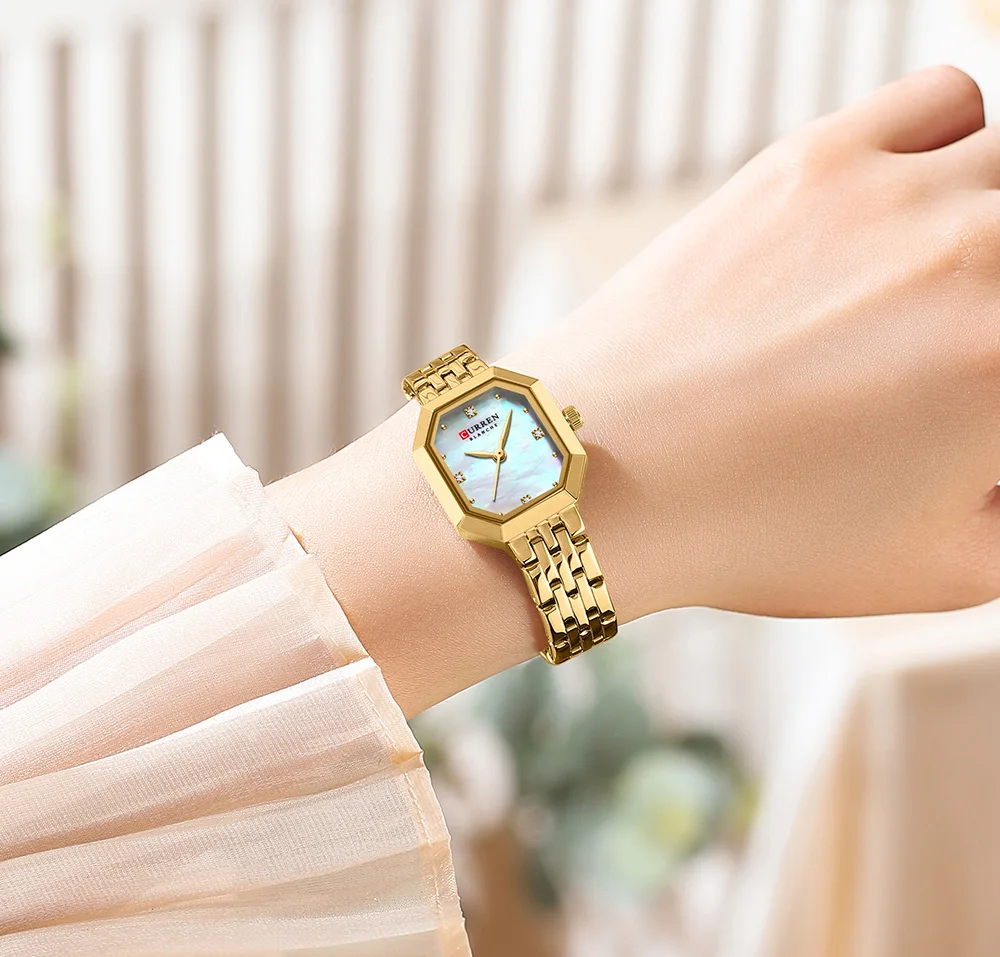 CURREN Elegance Damenarmbanduhr mit Rechteckzifferblatt, silberfarbenes Edelstahlarmband, Vintage, minimalistisches Quarz-Armbanduhr-Design. – Detail 11