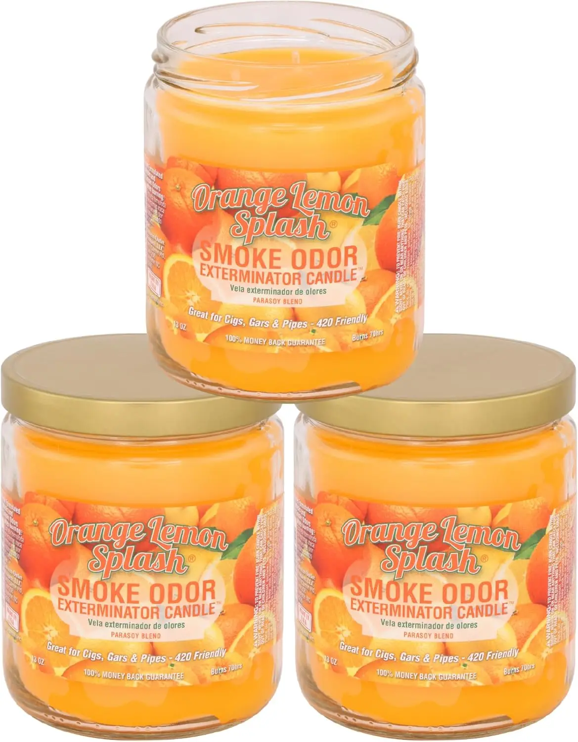 

Ароматическая свеча в банке с ароматом апельсина и лимона, набор из 3 штук