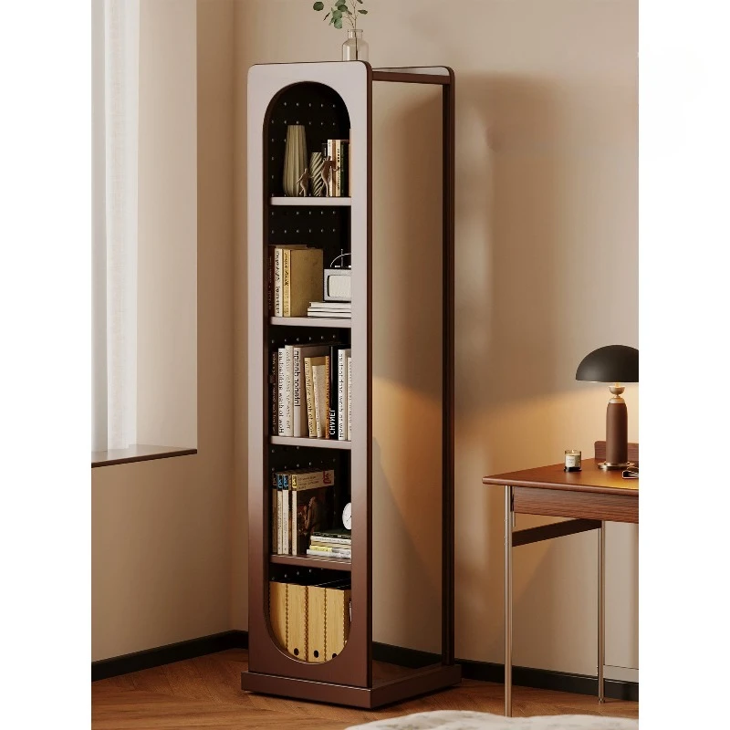 Household rotating bookshelf Floor shelf Multifunctional hole board bookcase