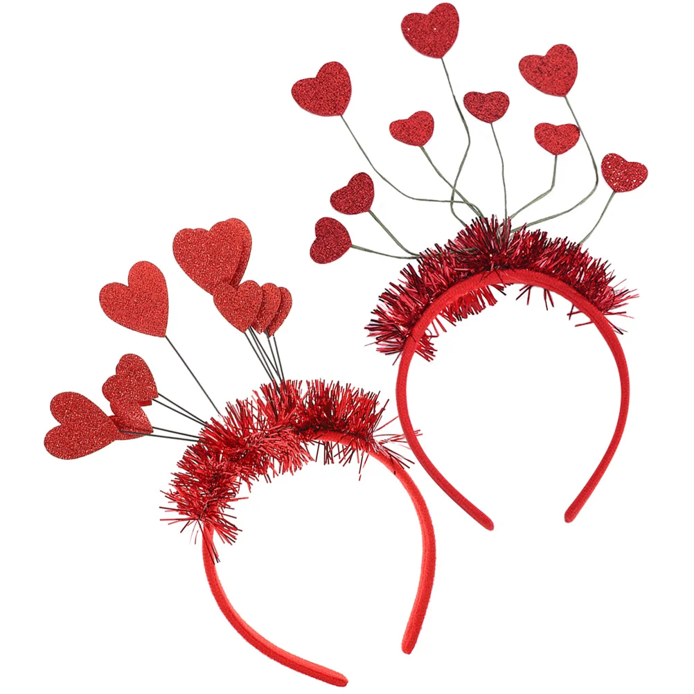 

2 Pcs Headgear Heart-Shaped Headband Miss Sunglasses Vday Party Supplies Iron Wire Hair Headpieces Wedding