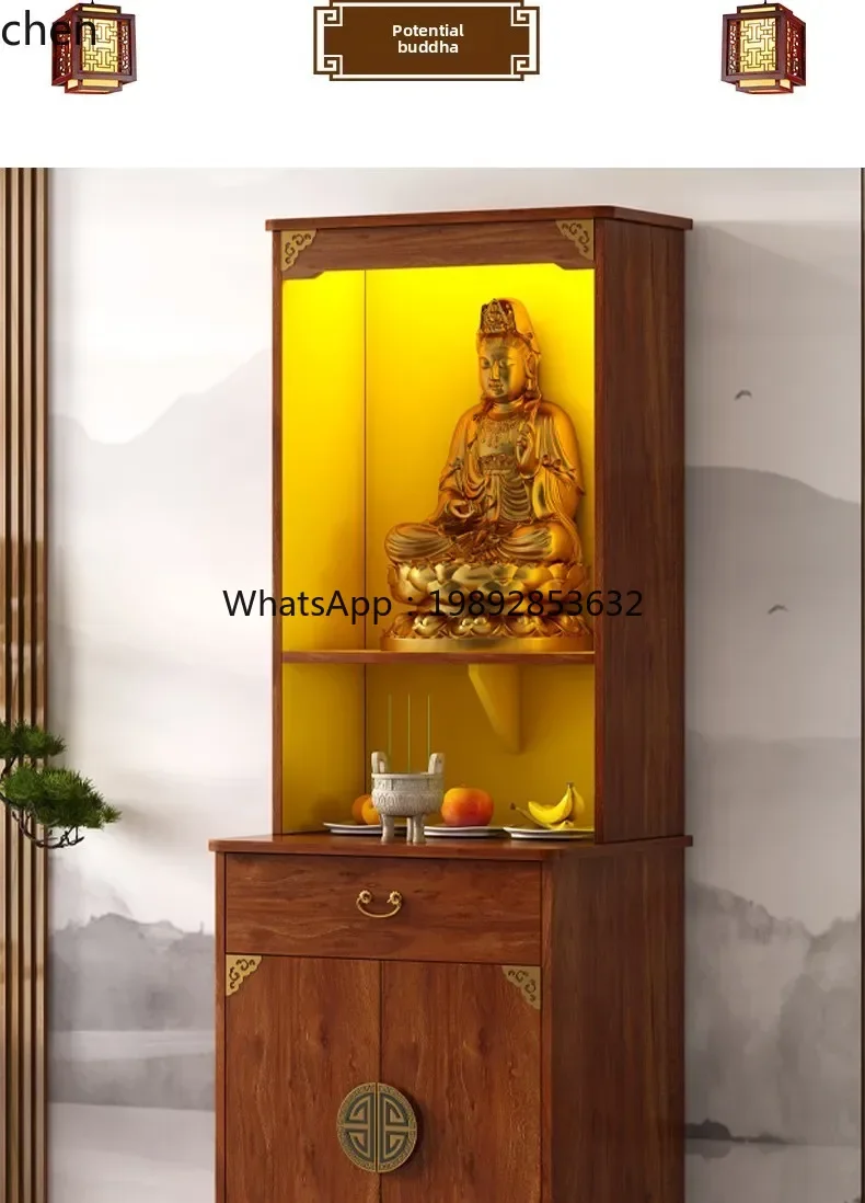 ZZ Buddhist niche vertical cabinet household with door Buddha statue offering table offering