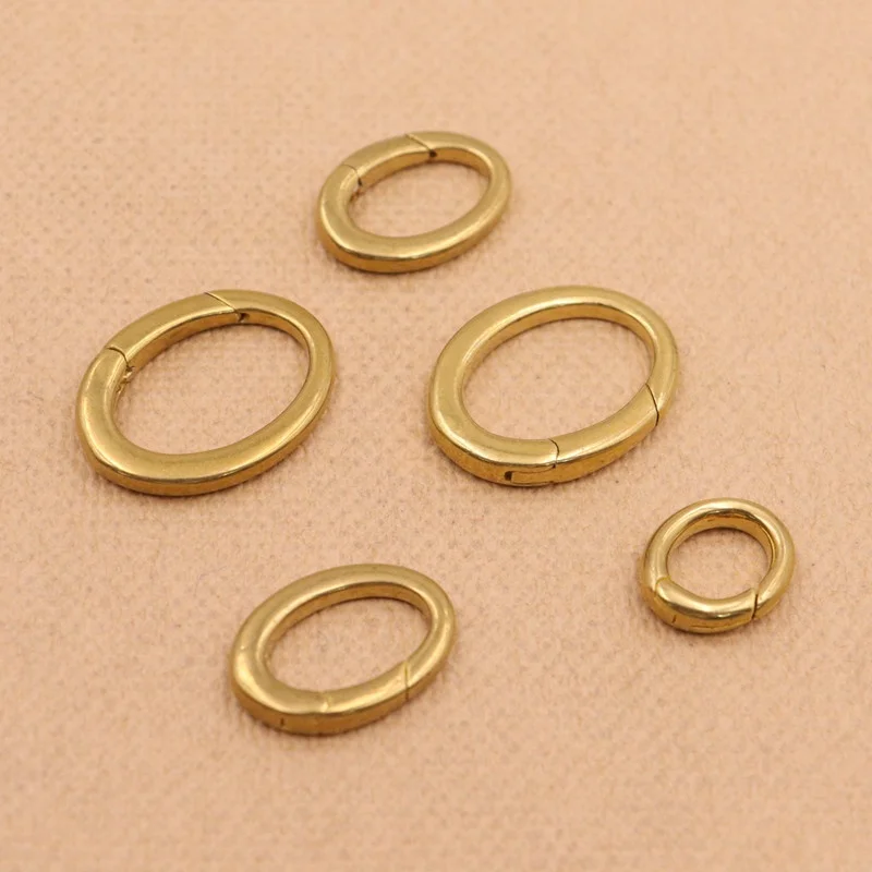 Brass Oval Spring Clasp Lobster Clasp Pure Copper Open Spring Ring DIY Hardware Accessories Keychain