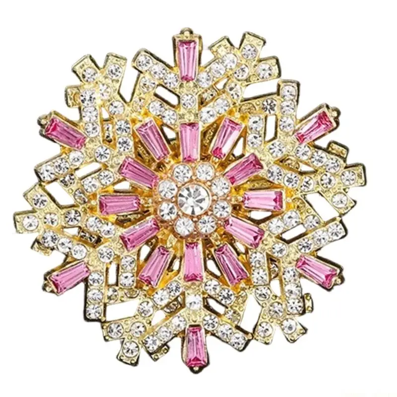 31BF Unique Rotating Snowflake Brooch Pin For Adding To Occasions Constructed From Sturdy Alloy Material