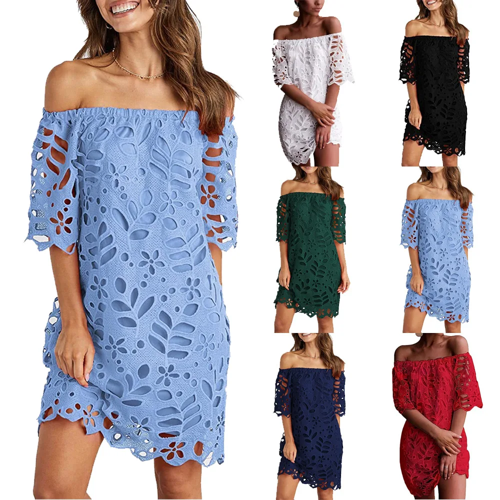 A Euramerican Lace Mid-Sleeve Commuter Women Dress Top Up Fashion