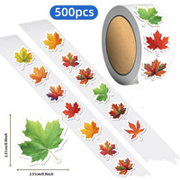 500PCS Landscape Maple Leaf Reward Stickers 10 Different Styles Stickers 2.5cm/1.0in Learning Reward Game Party Gift Seal