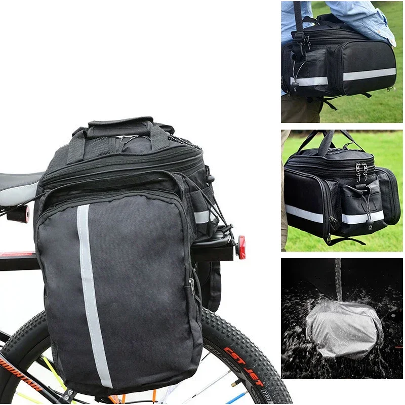 3 in 1 Waterproof Bike Trunk Bag MTB Road Bicycle Bag Large Capacity Travel Luggage Carrier Saddle Seat Panniers Shoulder Bags