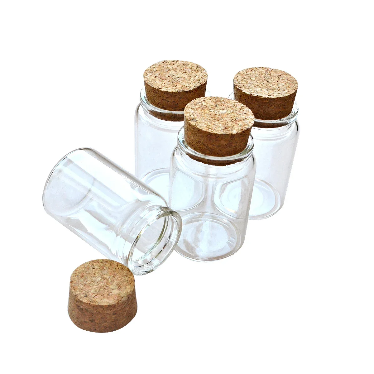 20pcs 80ml Dia 47mm Small Clear Glass Bottle Empty Jar Message Vials Drifting Bottle Cork Lid DIY Glass Bottle Mini Containers