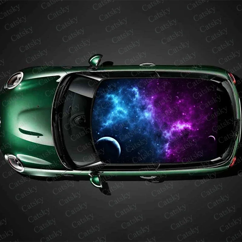 Beauty Cosmic Starry Sky Roof Car Roof Sticker Wrap Racing SUV Accessories Packaging Painted PVC Custom Car Hood Graphic Decal