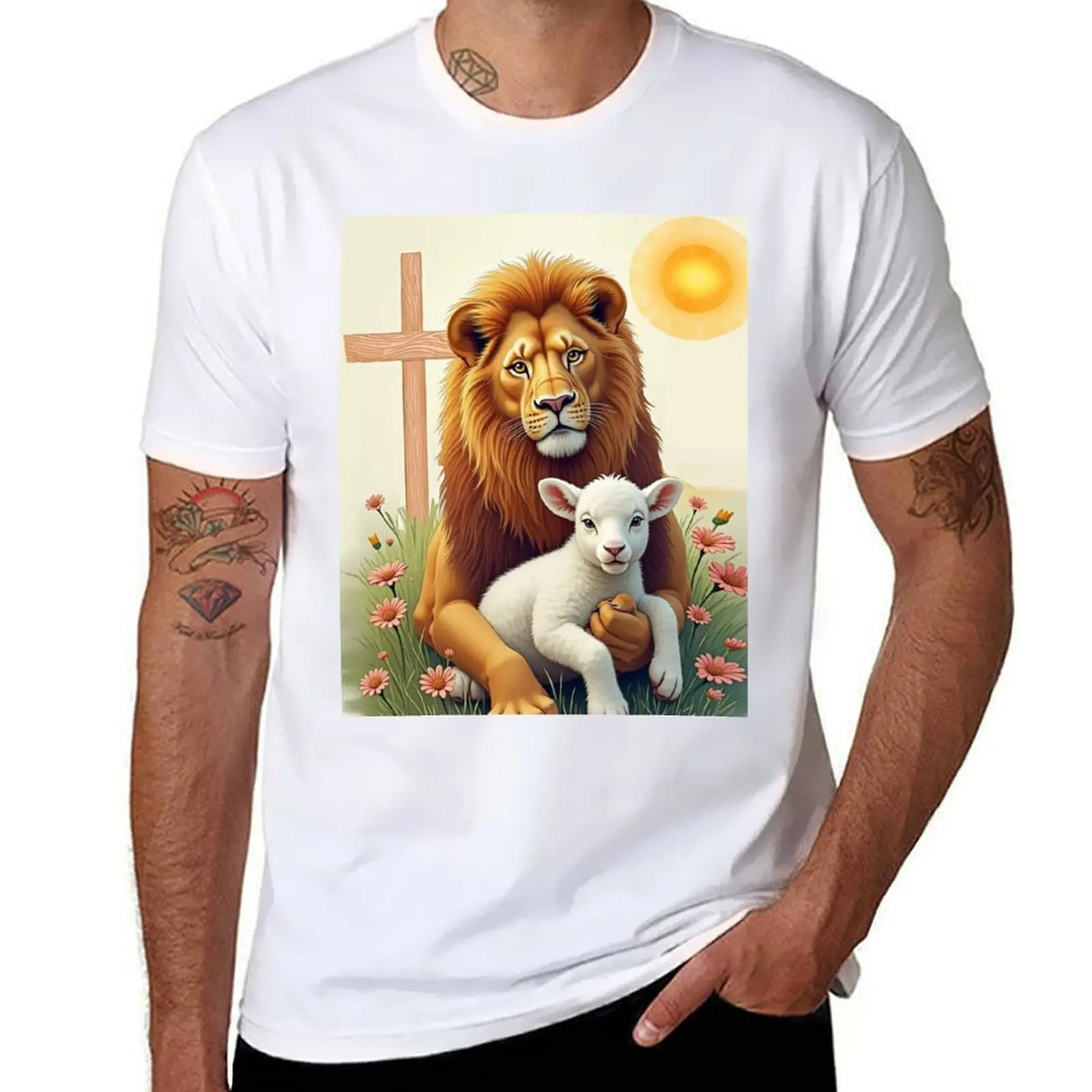 

Lion and Lamb T-Shirt printed t shirts for man graphic t shirts for man T-Shirt