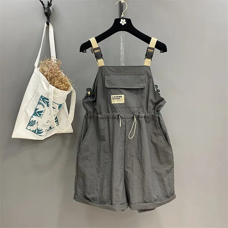 ฤดูร้อนใหม่ผู้หญิง Overalls กางเกงขาสั้นหลวมเดินทางเอวสูง Workwear Jumpsuit