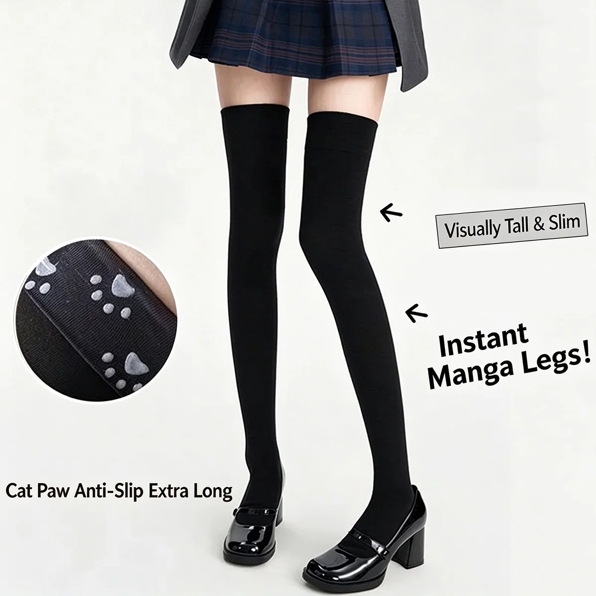 Long Tube Over The Knee Socks Velvet High Elasticity Uniform Black Anti-slip Slim Velvet Thigh Women Girls Stokings
