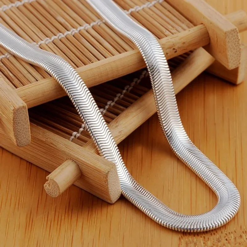 Andara-925男性と女性のためのスターリングシルバースネークボーンネックレス、絶妙なジュエリーギフト、6mm、結婚式の婚約、ファッション、16-24"