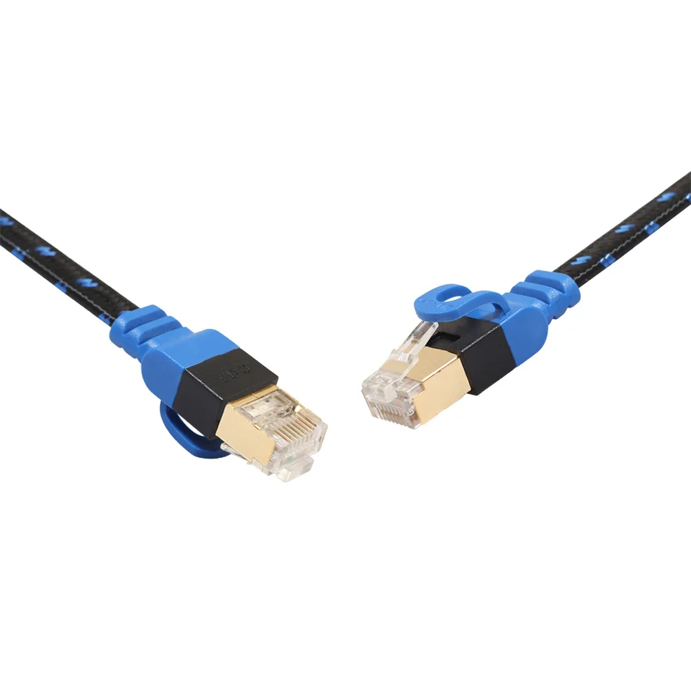 1 Meter Double-Shielded Cat7 Ethernet Braided Nylon Flat Lan Network 10Gbps High Speed Stable Connection For Pc Router Nas