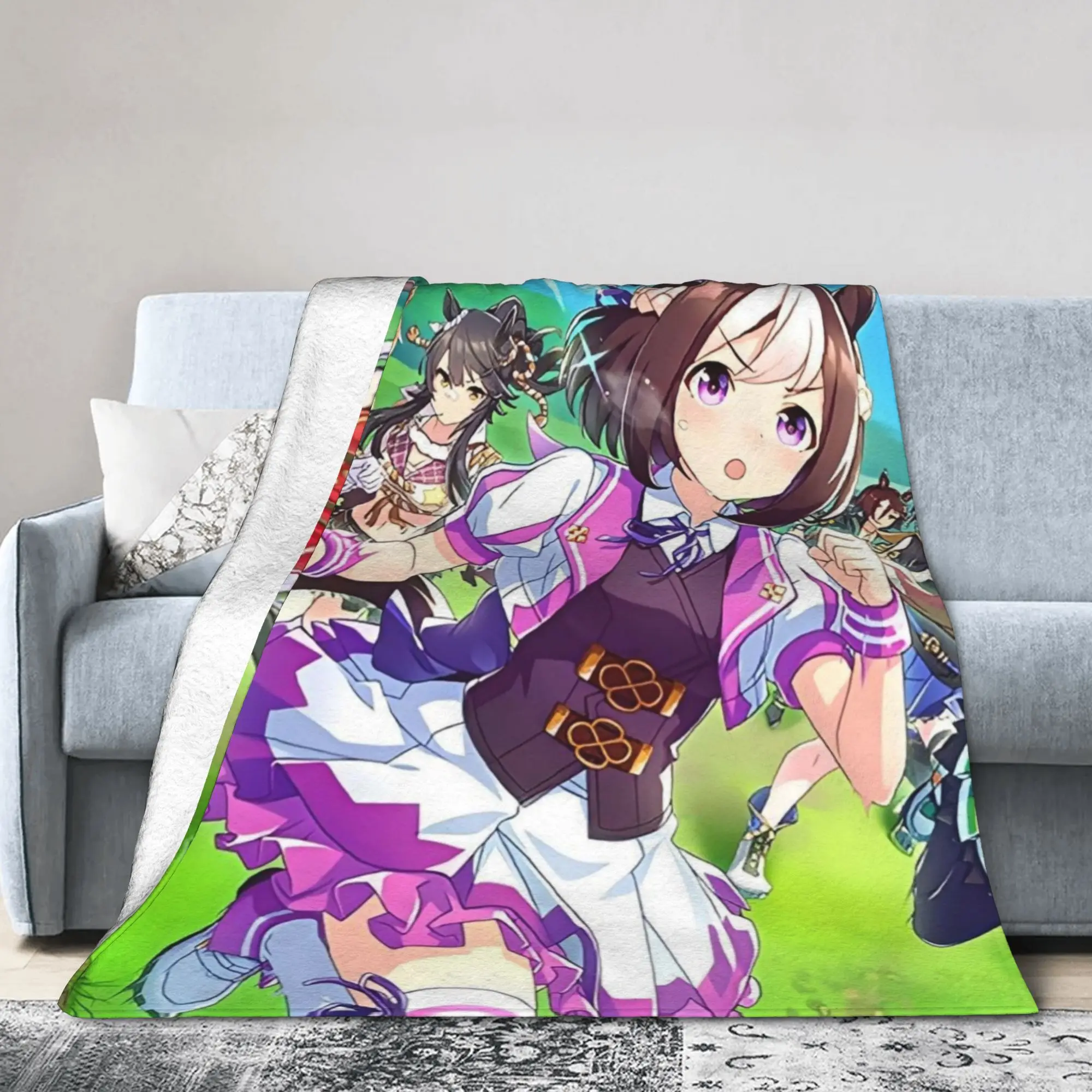 Umamusume Pretty Derby Anime Blankets Lovely Flannel Funny Breathable Throw Blanket for Home  Winter