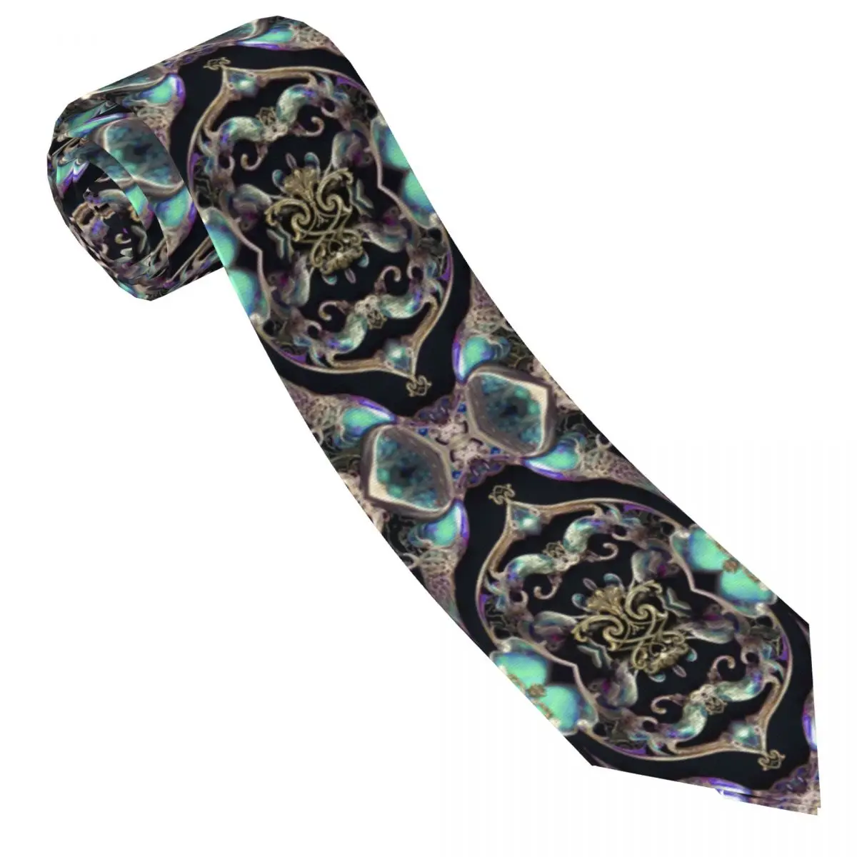 Mens Tie Classic Neckties Baroque Gold Rococo Narrow Collar Slim Casual Tie Accessories Gift