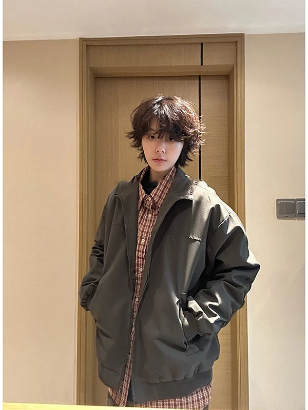 

ey American Sle Tee-Proof Flight Jaet for Men ort Stand Collar Spring Hard oulder Outerwear Couple's Coat