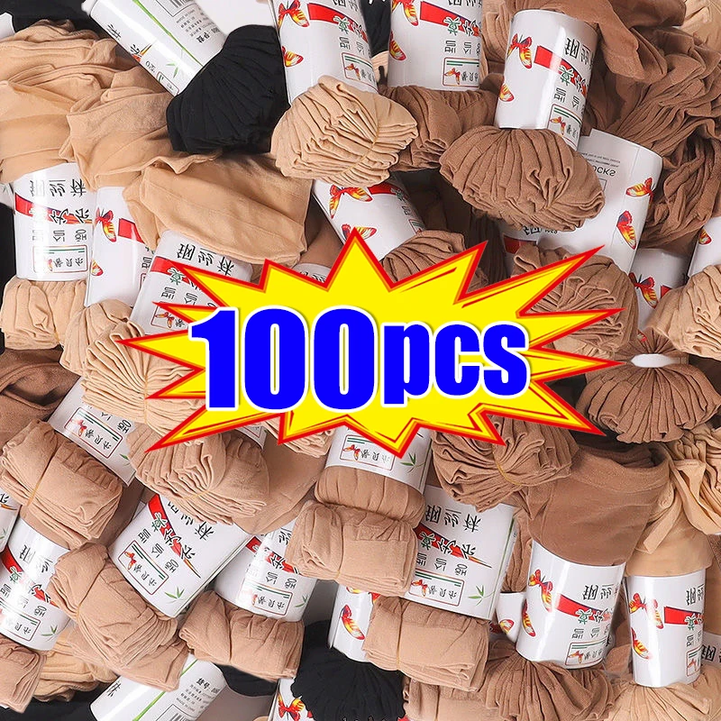 

10/50pairs Summer Skin Color Transparent Thin Women Crystal Silk Socks Nylon Ladies Female Summer Short Ankle Silk Socks Meias