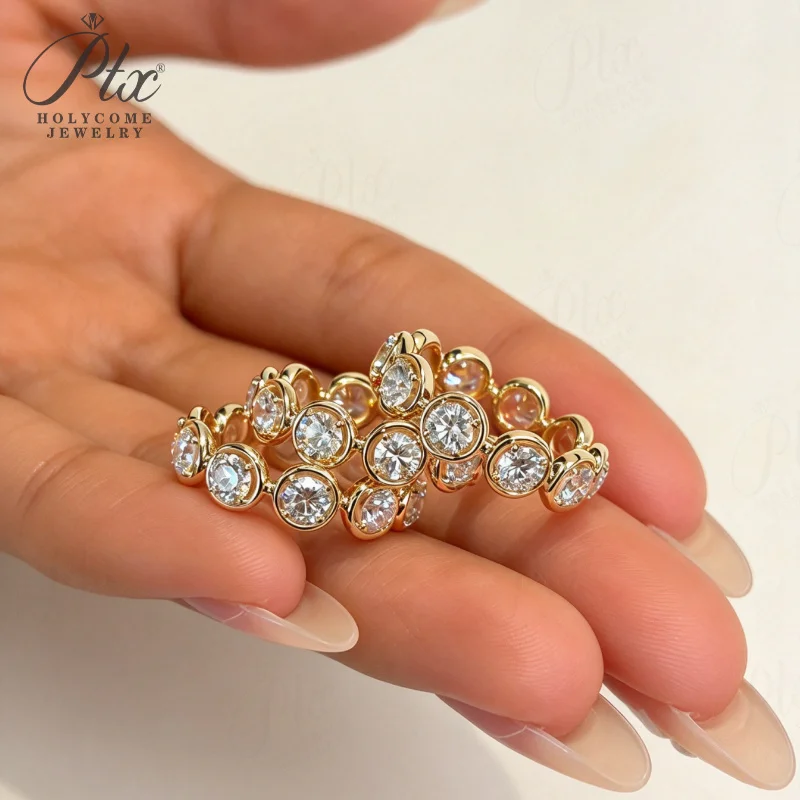 Laborgezüchtete Diamantringe DEF VS Rundschliff 10K/14K/18K Gold Hochzeitsantrag für Frauen Versprechen Feiner Schmuck Charms Holycome Schmuck – Detail 6
