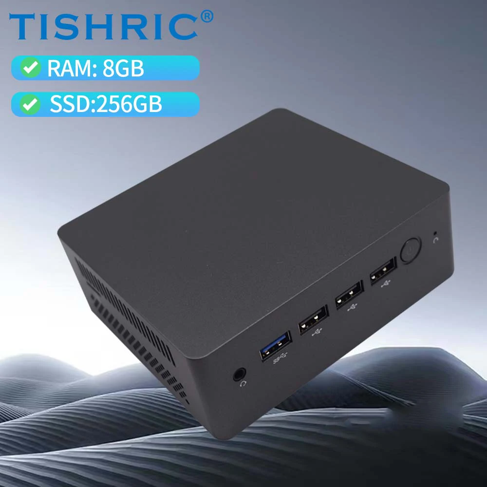 TISHRIC MINI PC 12th N100 Mini Host Computer Desktop 8 + 256GB 16 + 512GB DDR5 SSD WIFI per Win10 WIN11 Supporta Ubuntu Home Office