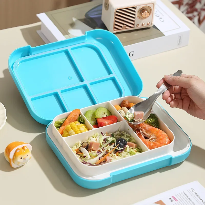 

Student Grid Cartoon 900ml LunchBox Travel Portable Buckle Bento Box with Salad Dipping Box Tableware Food Container Loncheras