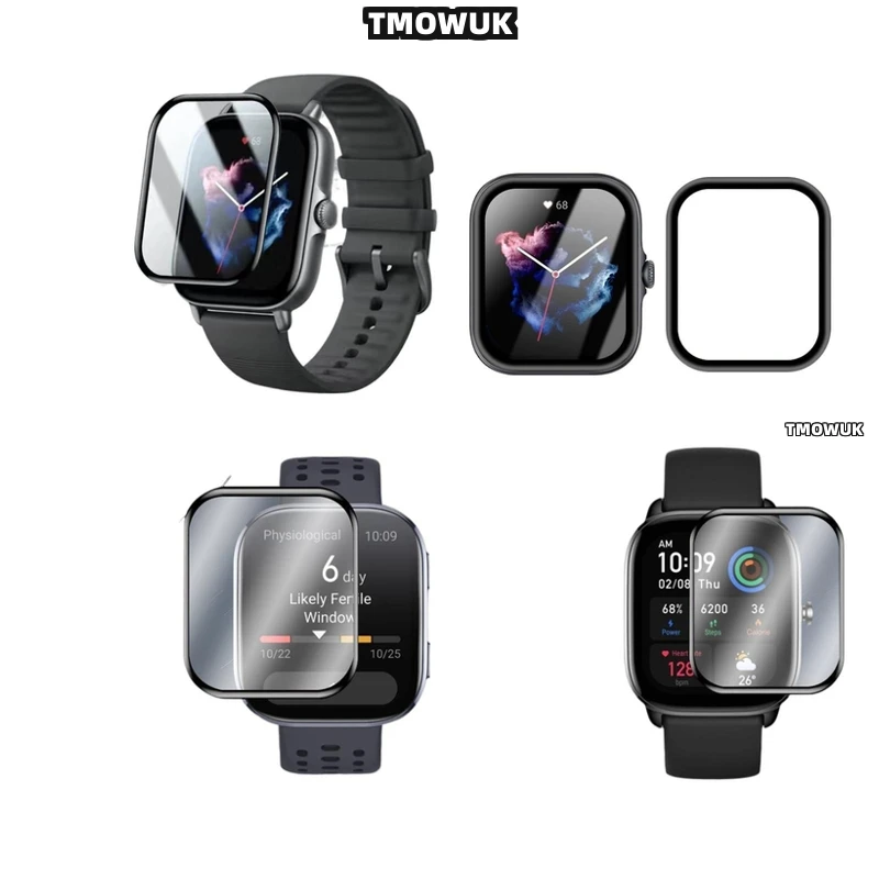 

For Amazfit BIP 3 5 6 U Pro Active Unity GTS 2E 2 3 4 MINI, Premium Screen Protection Film With Full Coverage And 3D Curved Edge