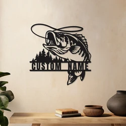 1pc cool fishing Customized Name Tin Wall Signs Metal Wall Plaque For Living Room Kids Room