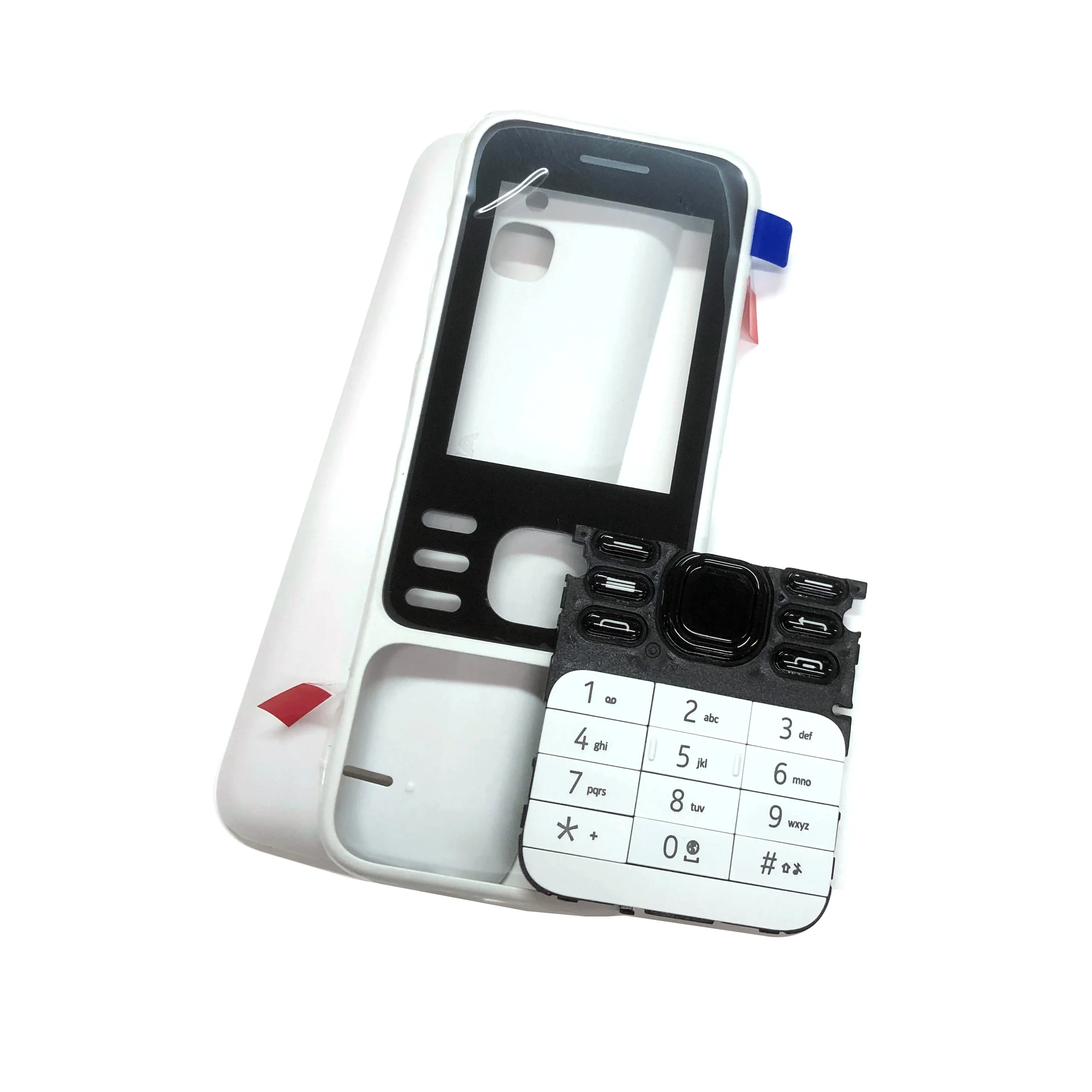 Nokia 205 201 210 302 için konut ön kapak krom çerçeve kılıf + arka kapak/pil bölmesi kapağı + tuş takımı