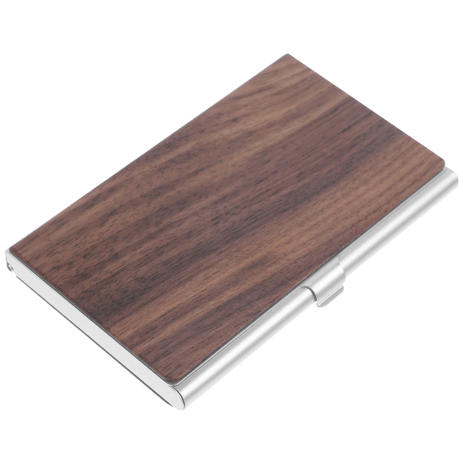 

Metal Walnut Wood Grain Business Card Box Pocket Business Card Holder Credit Card Box Bank Card Box Business Card Holder