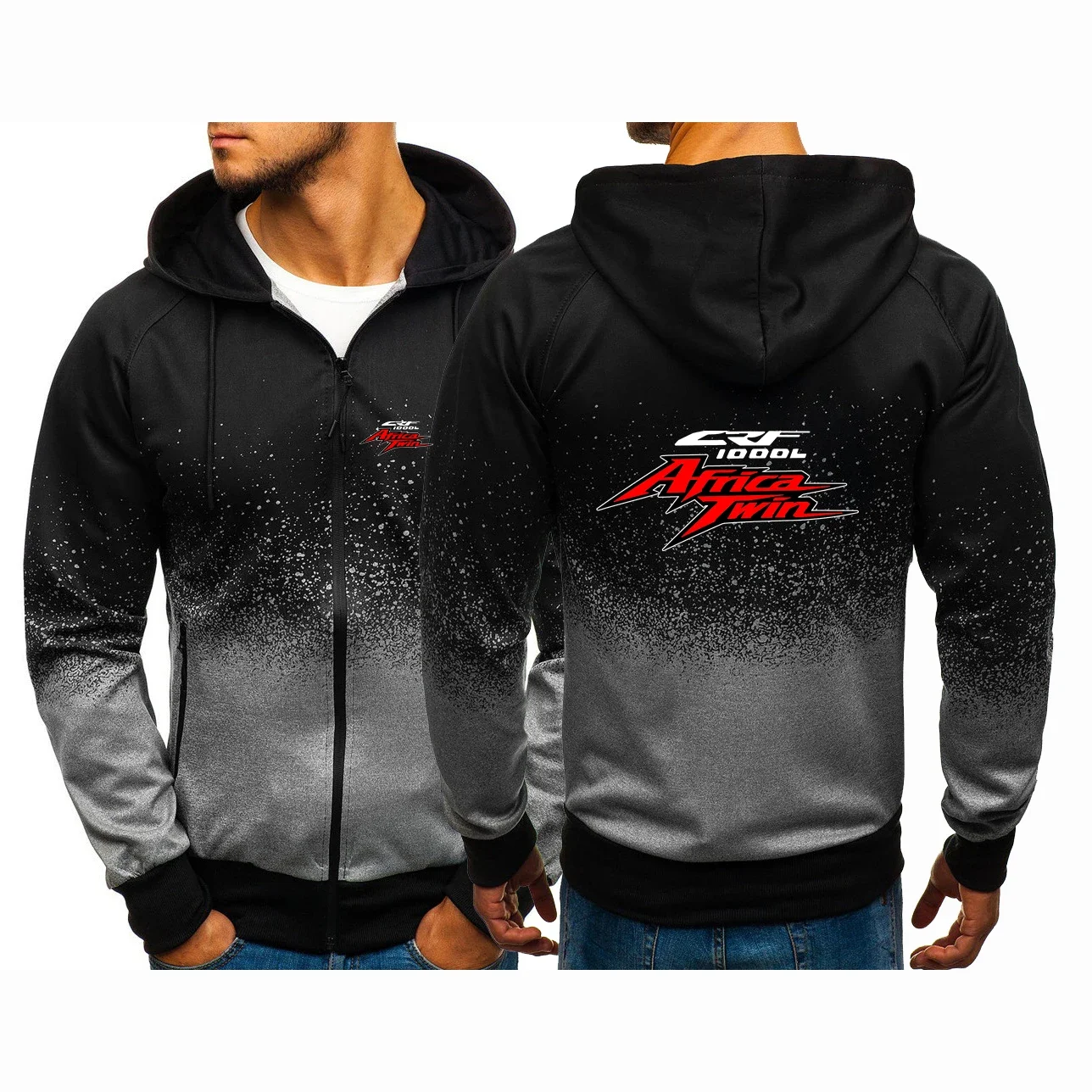 Africa Twin Crf 1000 L Crf1000 Logo Print Spring Autumn Men's Outdoor Sports Casual Gradient Color Hooded Jacket Zip Sweatshirts