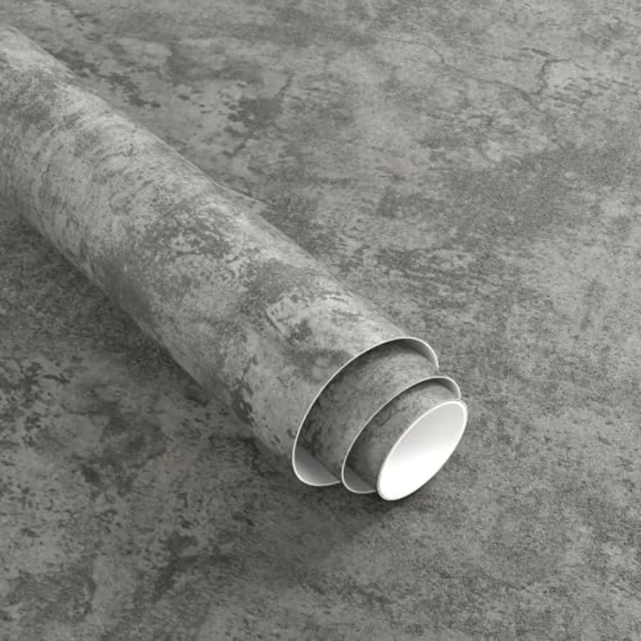 

30.3"x394" Grey Concrete Wallpaper Peel and Stick Matte Textured Cement Contact Paper Removable Waterproof Vinyl Matte Industri