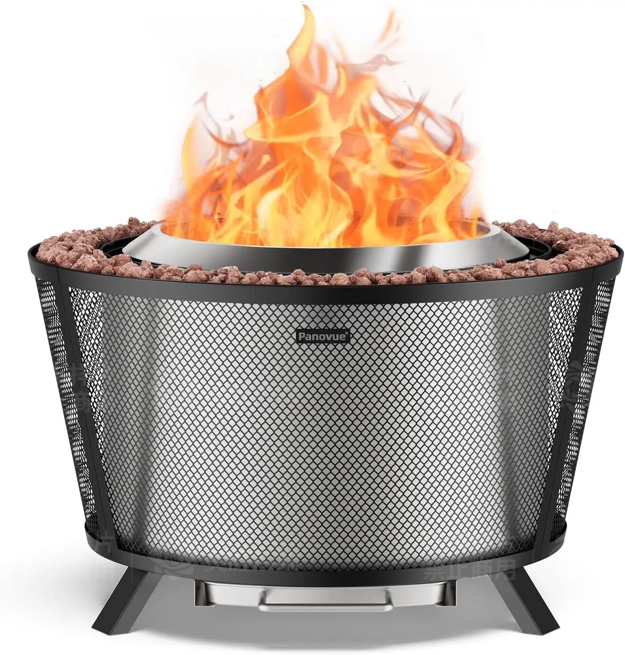 29 Inch Smokeless Fire Pit with Mesh Shield & Pull-Out Ash Pan