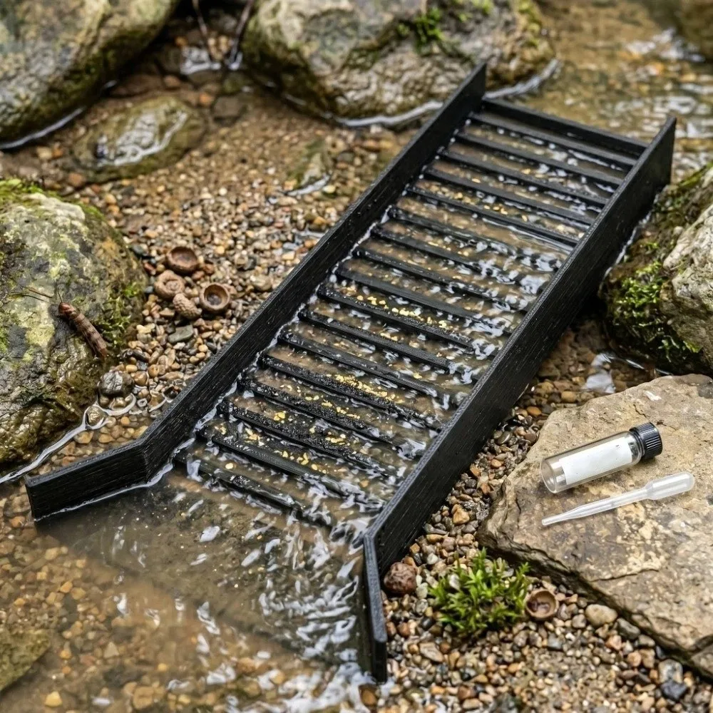 Manual Outdoor Gold Panning Sluice Handheld Fine Gold Capture Field Gold Sluice Box Multi‑Level High-Efficiency