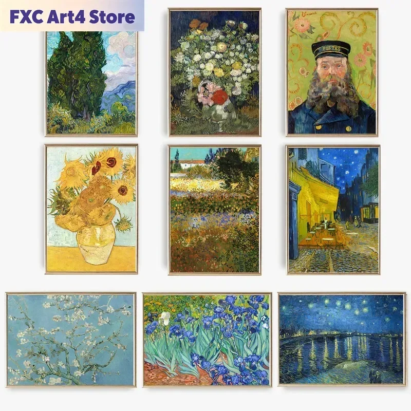 Frameless Frameless Vincent Van Gogh Select Print Poster Impressionist French Landscape Flower Starry Night Canvas Painting Wall