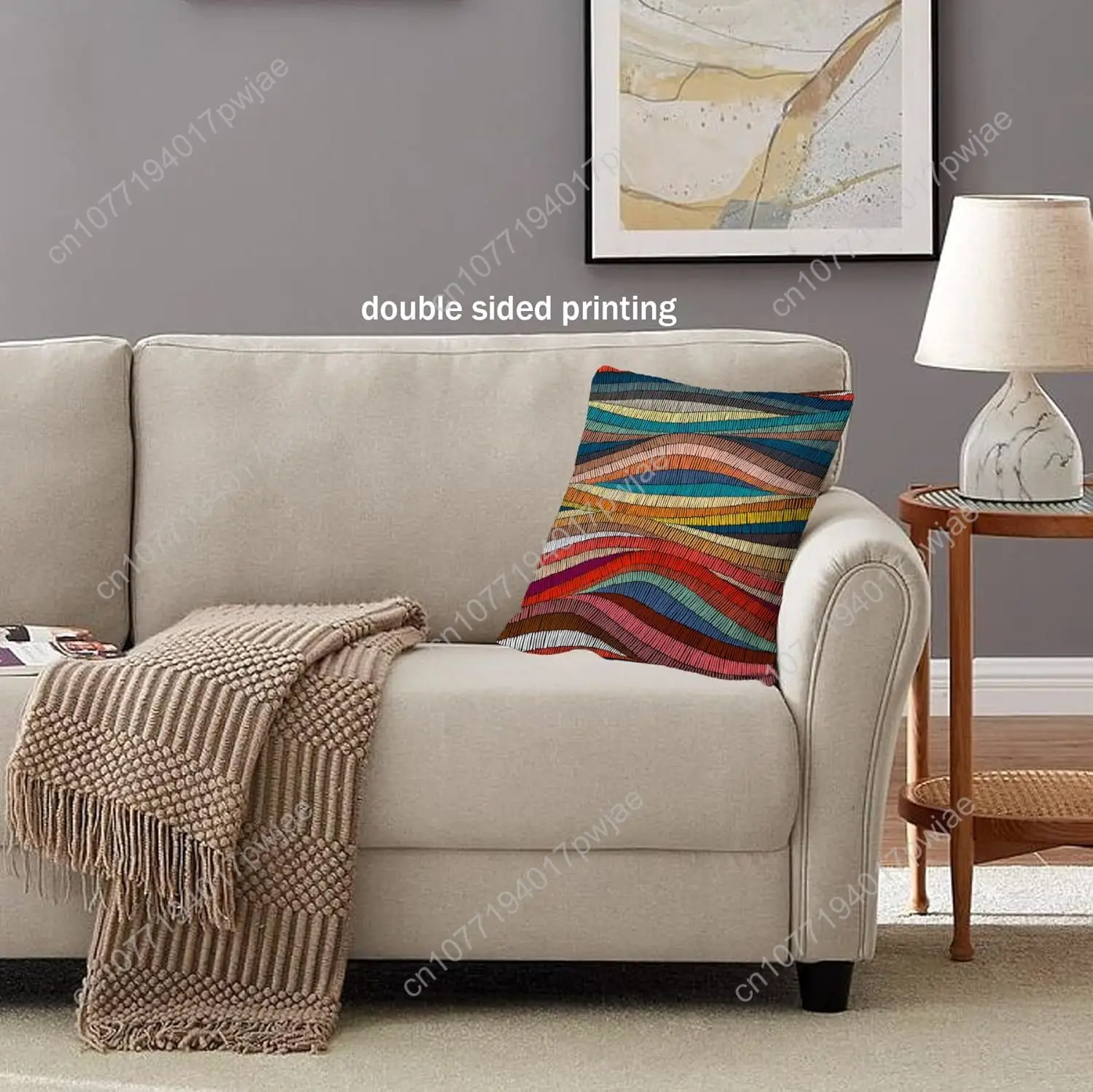 Boho Colorful Pillow Covers 18x18, Abstract Modern Decor Throw Pillow Covers, Bohemian Decor Pillow Case, Mid Century Modern Dec