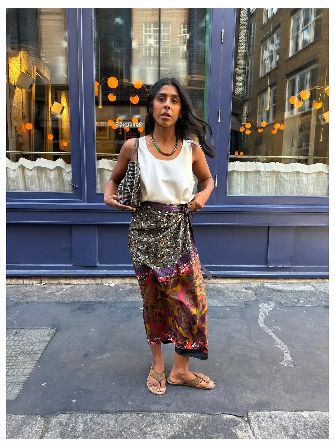 Mixed Color Retro Printed Wrapped Mid Length Skirt With Fashion Straps Half Length Skirts 2026 Bohemian Summer Street Daily Wear