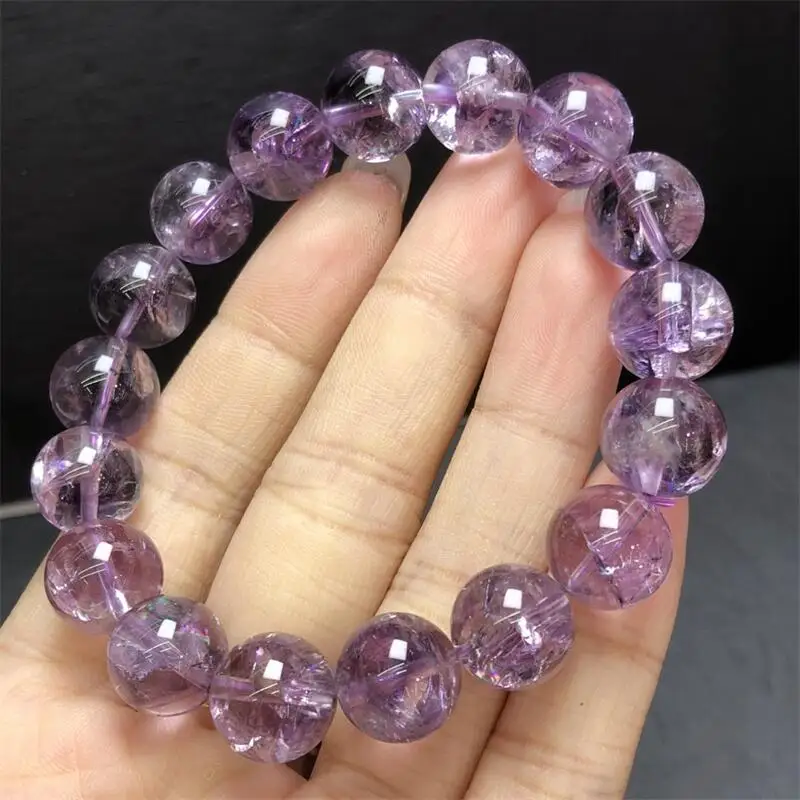

12MM Natural Purple Quartz Bead Bracelet Healing Reiki Crystal Man Woman Fengshui Jewelry Birthday Gift 1pcs