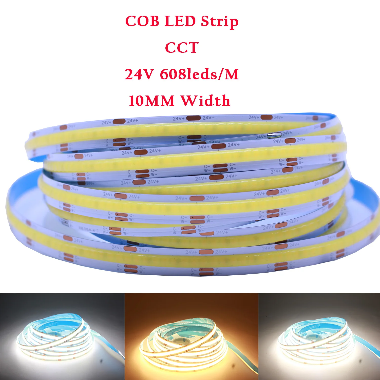 5M/Roll COB LED Strips 840LEDs/M 608LEDs High Density Flexible COB RGBCCT RGB CCT LED Lights DC24V LED Tape rgb light strip