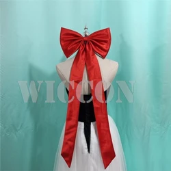 Anime Hazbin Vaggie Cosplay Hotel Vaggie Wig Bow Headwear Vaggie 90cm Long Hair White Sliver Hair Women Halloween Cosplay