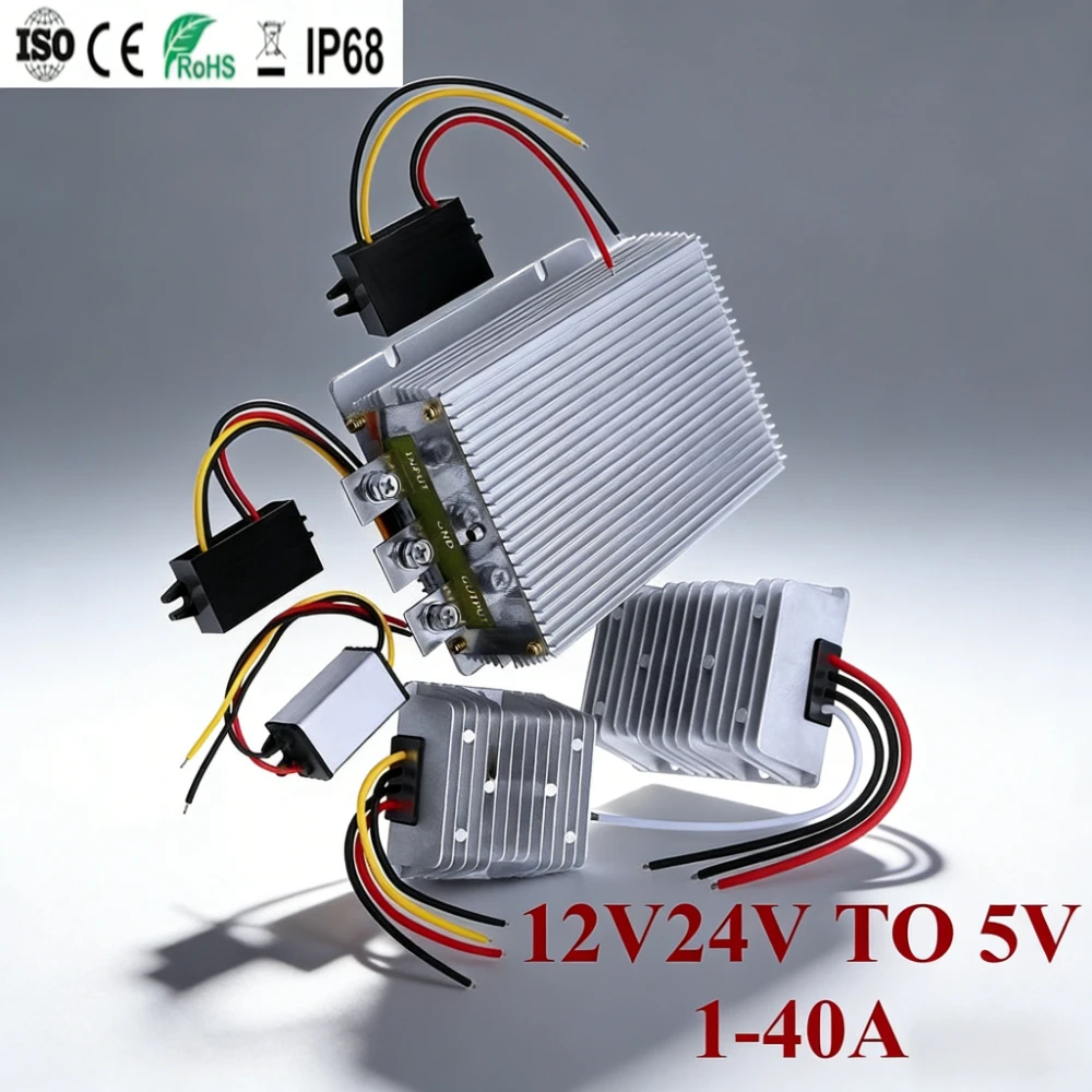 12V 24V to 5V Voltage Regulator DC DC Buck Converter 1-60A Power Inverter Step Down Transform Module for Car Golf Cart CE RoHS