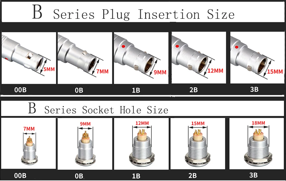 0B FGG silver/black aviation plug connector welding 1-meter shielded/unshielded cable