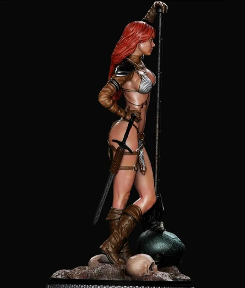 Zusammengebauter Modellbausatz aus Kunstharz im Maßstab 1:24, antiker weiblicher Schwertkämpfer, Fantasy-Hobby-Garagenbausatz, unmontiert und unbemalt